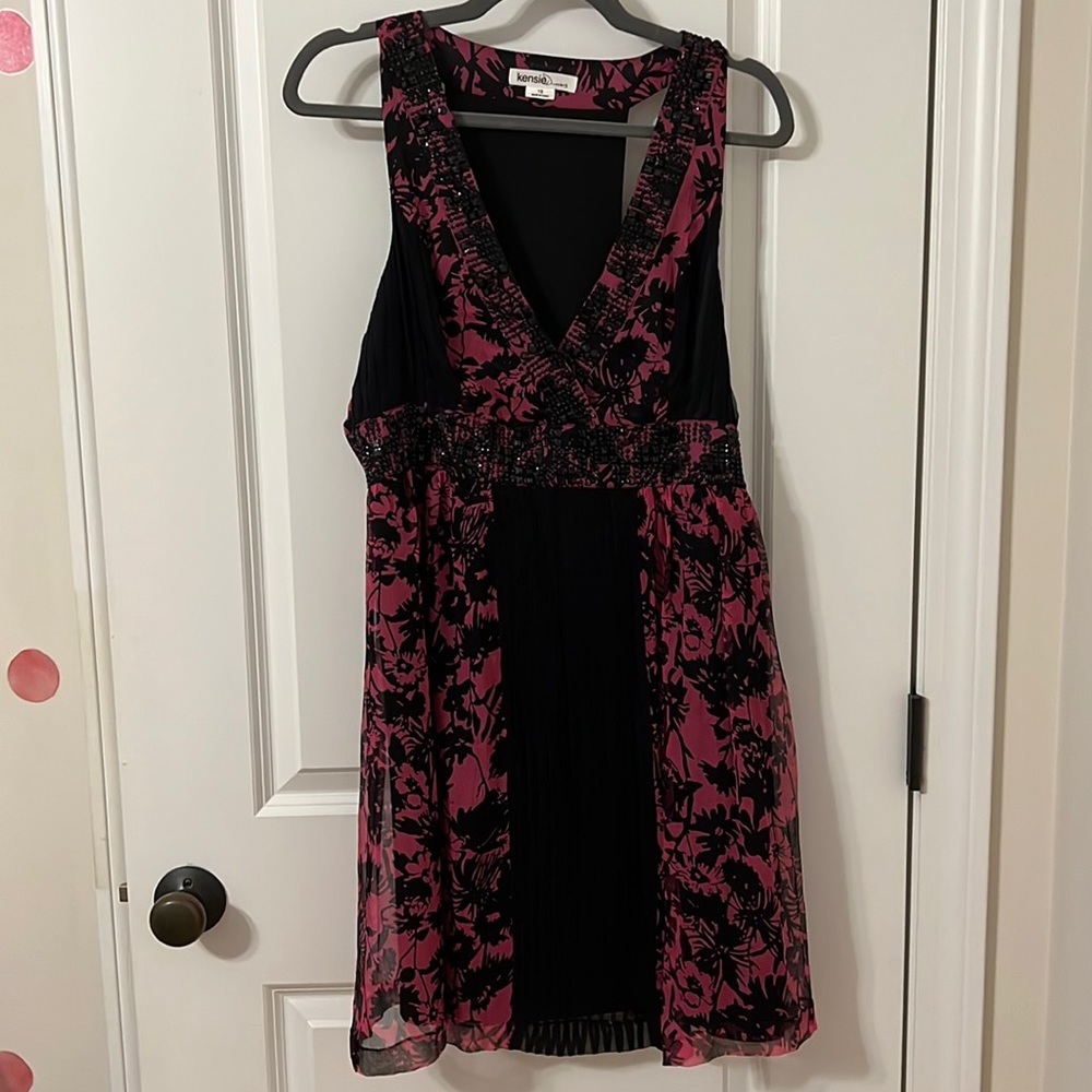 Kensie silk beaded cocktail dress